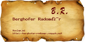 Berghofer Radomér névjegykártya